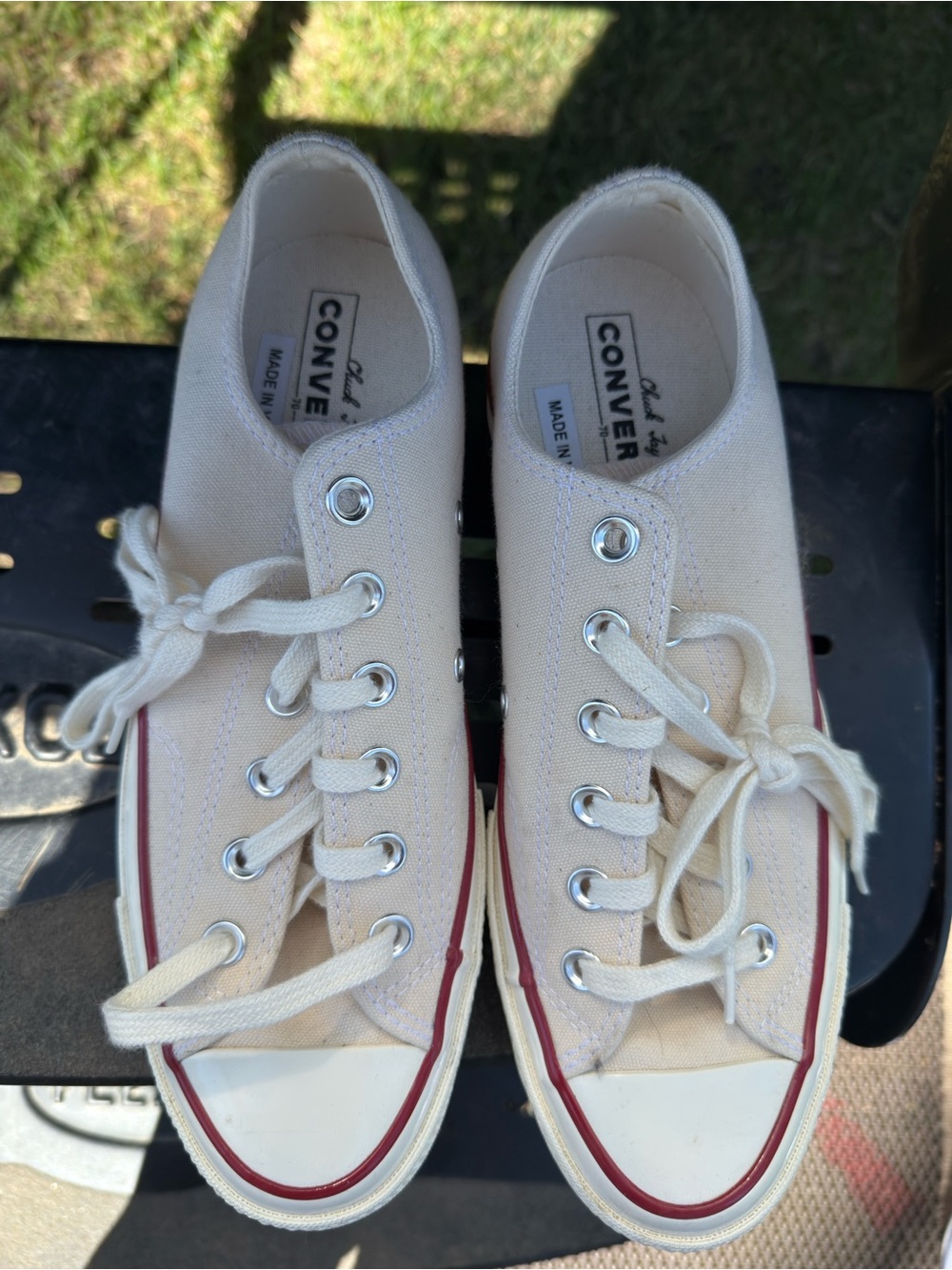 Converse Low-Top Canvas Sneakers in Cream with White Details